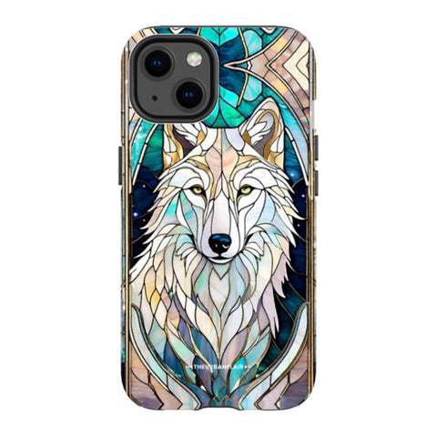 Mystic Wolf Spirit Animal Stained Glass Illusion Tough Phone Case