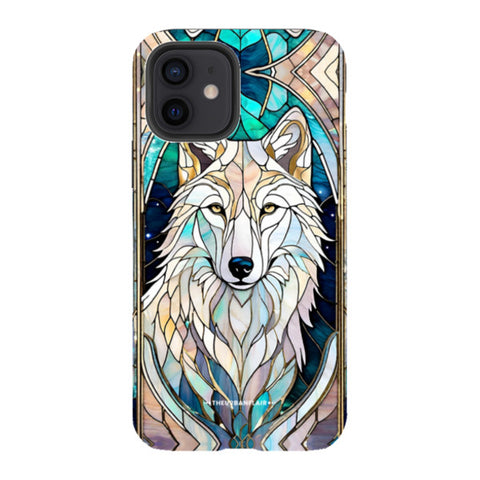 Mystic Wolf Spirit Animal Stained Glass Illusion Tough Phone Case