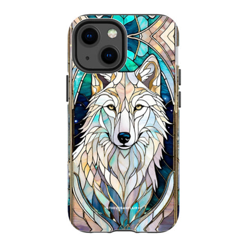 Mystic Wolf Spirit Animal Stained Glass Illusion Tough Phone Case
