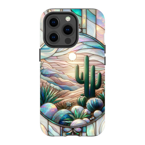 Desert Cactus Stained Glass Illusion Tough Phone Case