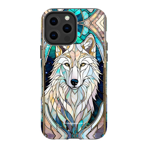 Mystic Wolf Spirit Animal Stained Glass Illusion Tough Phone Case