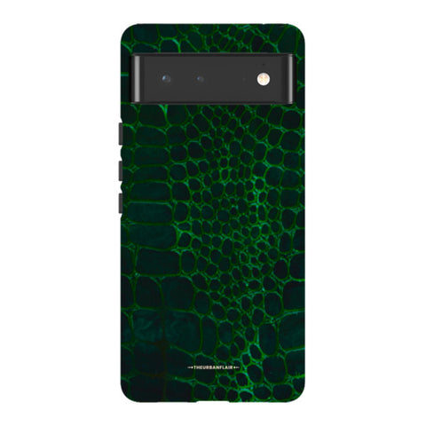 Green Snakeskin Print Tough Phone Case Pixel 6 Satin [Semi-Matte] exclusively offered by The Urban Flair