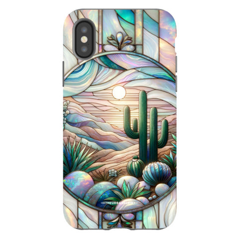 Desert Cactus Stained Glass Illusion Tough Phone Case