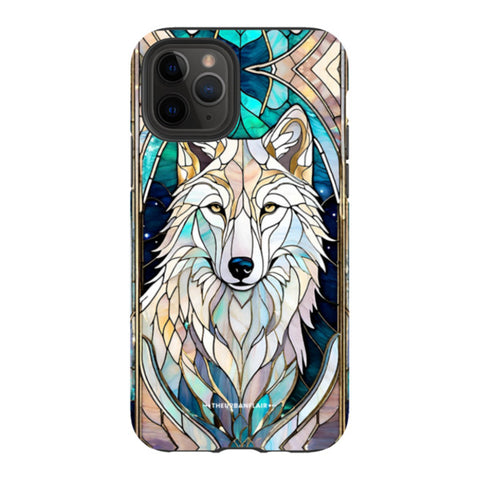 Mystic Wolf Spirit Animal Stained Glass Illusion Tough Phone Case