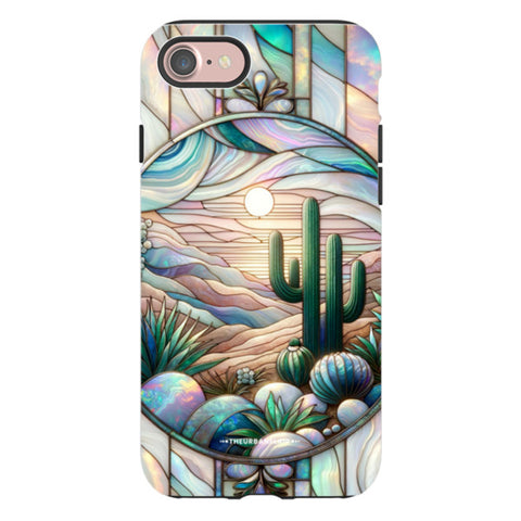 Desert Cactus Stained Glass Illusion Tough Phone Case