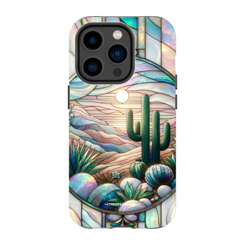Desert Cactus Stained Glass Illusion Tough Phone Case
