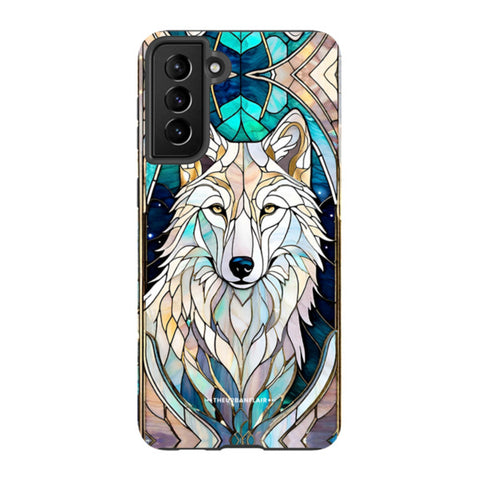 Mystic Wolf Spirit Animal Stained Glass Illusion Tough Phone Case