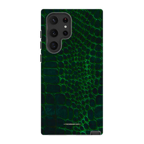 Green Snakeskin Print Tough Phone Case Galaxy S22 Ultra Gloss [High Sheen] exclusively offered by The Urban Flair