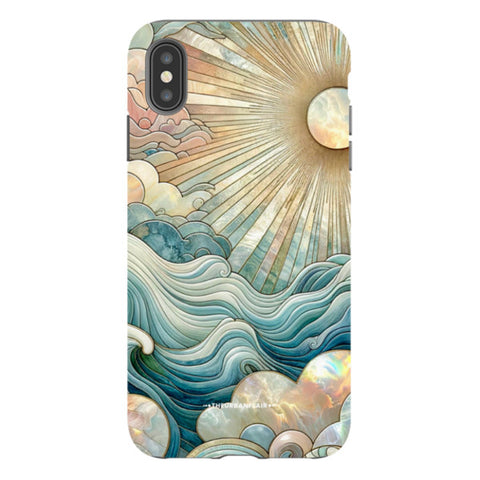 Ocean Waves & Sun Rays Stained Glass Tough Phone Case
