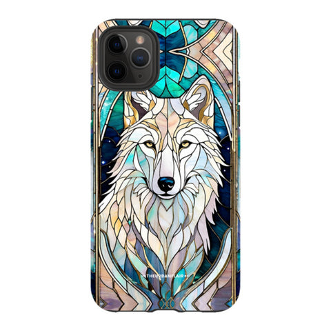 Mystic Wolf Spirit Animal Stained Glass Illusion Tough Phone Case