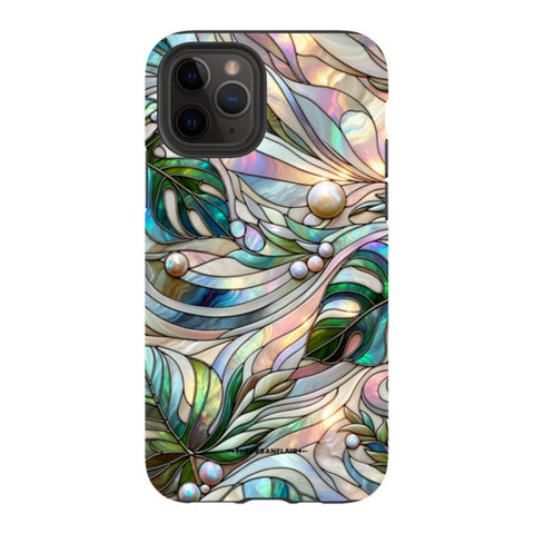 Monstera Leaves Stained Glass Tough Phone Case