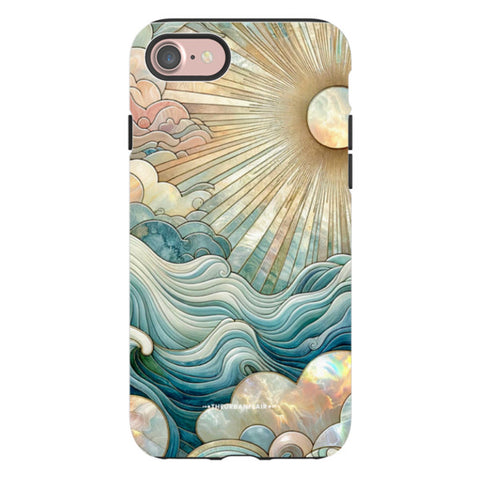 Ocean Waves & Sun Rays Stained Glass Tough Phone Case