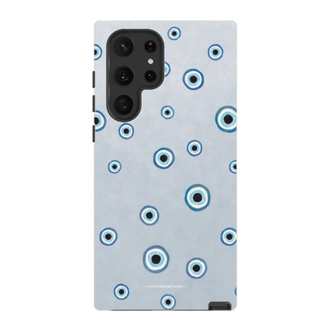 Pale Baby Blue Evil Eye Tough Phone Case Galaxy S22 Ultra Satin [Semi-Matte] exclusively offered by The Urban Flair