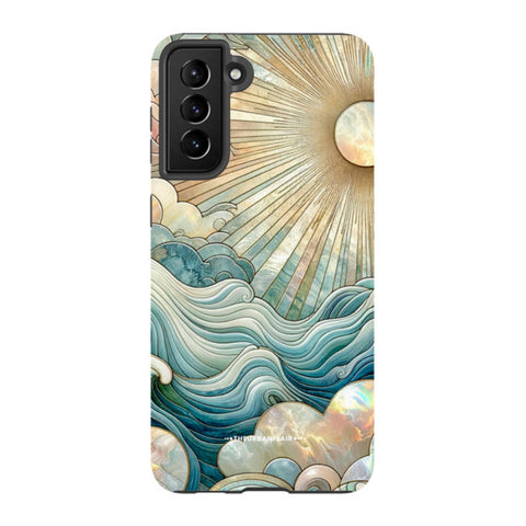 Ocean Waves & Sun Rays Stained Glass Tough Phone Case