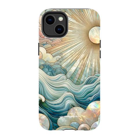 Ocean Waves & Sun Rays Stained Glass Tough Phone Case
