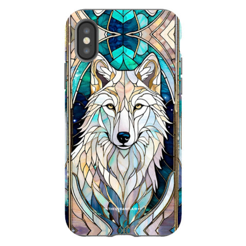 Mystic Wolf Spirit Animal Stained Glass Illusion Tough Phone Case
