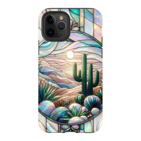 Desert Cactus Stained Glass Illusion Tough Phone Case