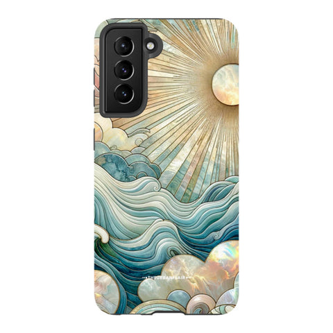 Ocean Waves & Sun Rays Stained Glass Tough Phone Case
