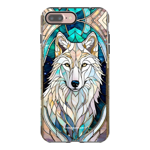 Mystic Wolf Spirit Animal Stained Glass Illusion Tough Phone Case