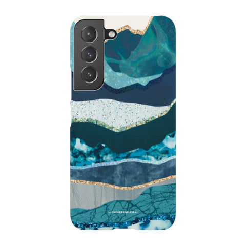 Aesthetic Blue Layered Mountains Tough Phone Case Galaxy S22 Gloss [High Sheen] exclusively offered by The Urban Flair