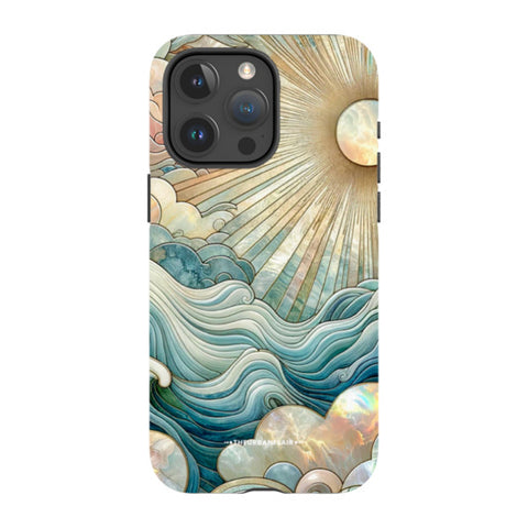 Ocean Waves & Sun Rays Stained Glass Tough Phone Case