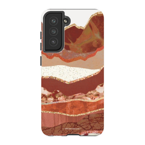 Brick Abstract Layered Mountains Print Tough Phone Case Galaxy S21 FE Gloss [High Sheen] exclusively offered by The Urban Flair
