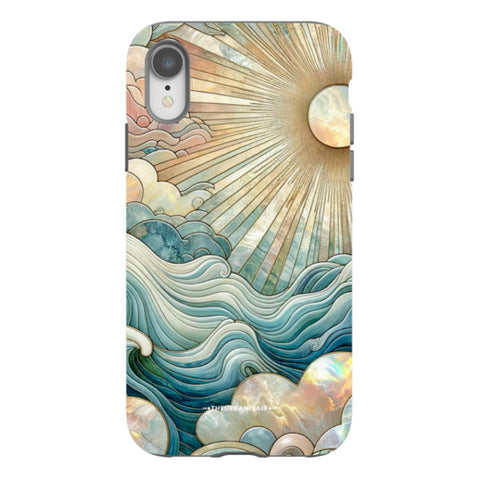 Ocean Waves & Sun Rays Stained Glass Tough Phone Case