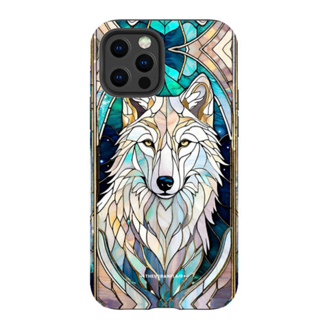 Mystic Wolf Spirit Animal Stained Glass Illusion Tough Phone Case