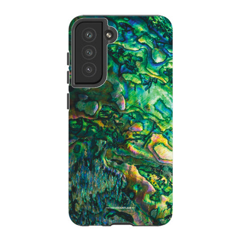 Green Abalone Shell Tough Phone Case Galaxy S21 FE Satin [Semi-Matte] exclusively offered by The Urban Flair