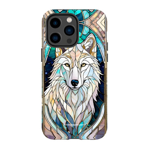 Mystic Wolf Spirit Animal Stained Glass Illusion Tough Phone Case