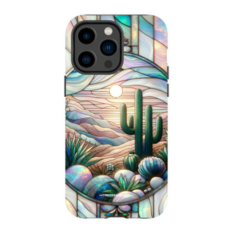 Desert Cactus Stained Glass Illusion Tough Phone Case