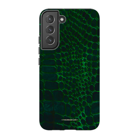 Green Snakeskin Print Tough Phone Case Galaxy S22 Plus Satin [Semi-Matte] exclusively offered by The Urban Flair
