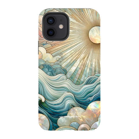 Ocean Waves & Sun Rays Stained Glass Tough Phone Case