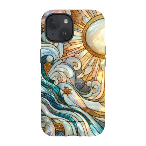 Waves & Sun Rays Stained Glass Illusion Tough Phone Case