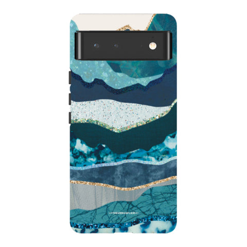 Aesthetic Blue Layered Mountains Tough Phone Case Pixel 6 Satin [Semi-Matte] exclusively offered by The Urban Flair