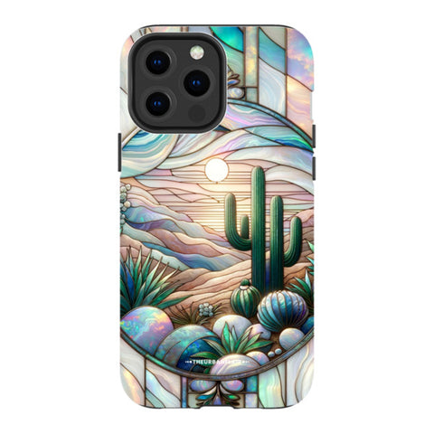 Desert Cactus Stained Glass Illusion Tough Phone Case