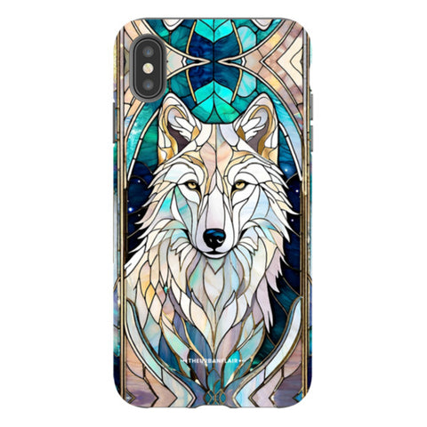 Mystic Wolf Spirit Animal Stained Glass Illusion Tough Phone Case