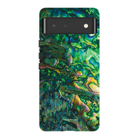 Green Abalone Shell Tough Phone Case Pixel 6 Gloss [High Sheen] exclusively offered by The Urban Flair