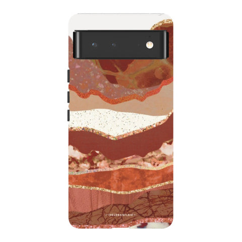 Brick Abstract Layered Mountains Print Tough Phone Case Pixel 6 Gloss [High Sheen] exclusively offered by The Urban Flair