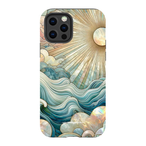 Ocean Waves & Sun Rays Stained Glass Tough Phone Case