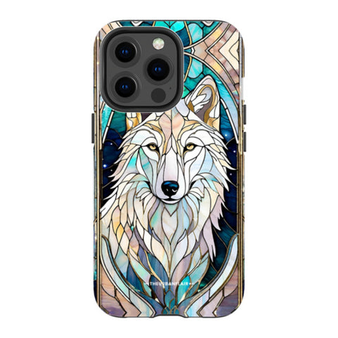 Mystic Wolf Spirit Animal Stained Glass Illusion Tough Phone Case