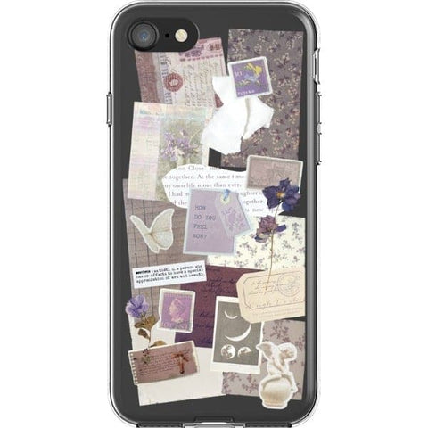 iPhone 7/8/SE 2020 Lavender Aesthetic Collage Clear Phone Case - The Urban Flair