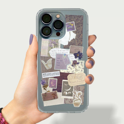 Lavender Aesthetic Collage Clear Phone Case For iPhone 13 12 Mini 11 Pro Max XR XS SE 2020 7 8 Plus Abstract Design The Urban Flair Feat