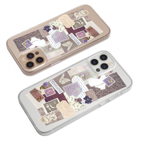 Lavender Aesthetic Collage Clear Phone Case For iPhone 13 12 Mini 11 Pro Max XR XS SE 2020 7 8 Plus Abstract Design The Urban Flair Feat