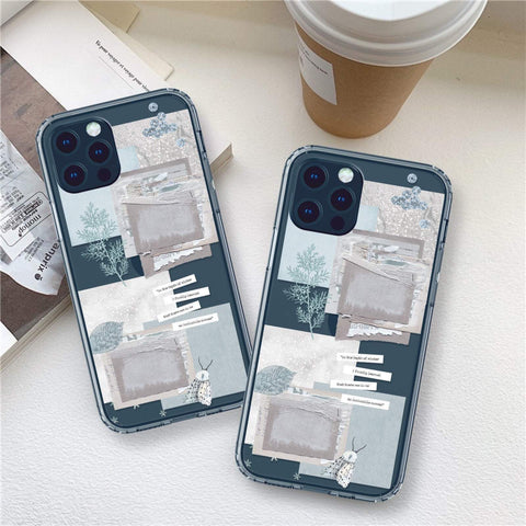 The Light Blue Winter Ephemera Collage iPhone 12 Pro Max by The Urban Flair (Light Blue Winter Ephemera Collage Phone Case For iPhone 12 Mini 11 Pro Max XR XS 7 8 Plus SE 2020 Clear Phone Cover With Design) Feat