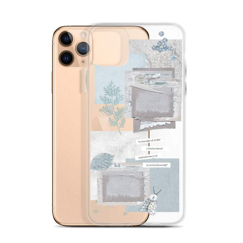 The Light Blue Winter Ephemera Collage iPhone 12 Pro Max by The Urban Flair (Light Blue Winter Ephemera Collage Phone Case For iPhone 12 Mini 11 Pro Max XR XS 7 8 Plus SE 2020 Clear Phone Cover With Design) Feat