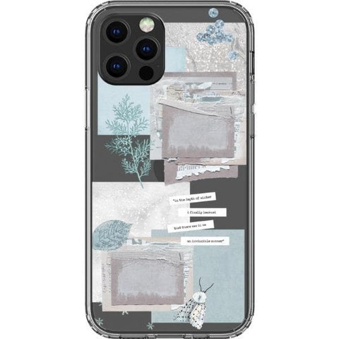 iPhone 13 Pro Max Light Blue Winter Ephemera Collage Clear Phone Case - The Urban Flair