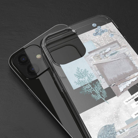 The Light Blue Winter Ephemera Collage iPhone 12 Pro Max by The Urban Flair (Light Blue Winter Ephemera Collage Phone Case For iPhone 12 Mini 11 Pro Max XR XS 7 8 Plus SE 2020 Clear Phone Cover With Design) Feat