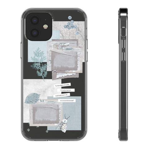 The Light Blue Winter Ephemera Collage iPhone 12 Pro Max by The Urban Flair (Light Blue Winter Ephemera Collage Phone Case For iPhone 12 Mini 11 Pro Max XR XS 7 8 Plus SE 2020 Clear Phone Cover With Design) Feat