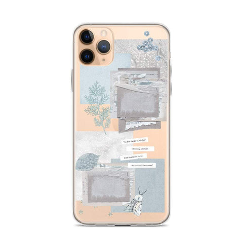 The Light Blue Winter Ephemera Collage iPhone 12 Pro Max by The Urban Flair (Light Blue Winter Ephemera Collage Phone Case For iPhone 12 Mini 11 Pro Max XR XS 7 8 Plus SE 2020 Clear Phone Cover With Design) Feat